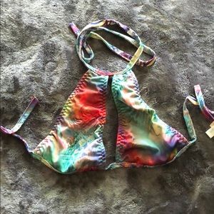 Keyhole high neck tie crop top for raves